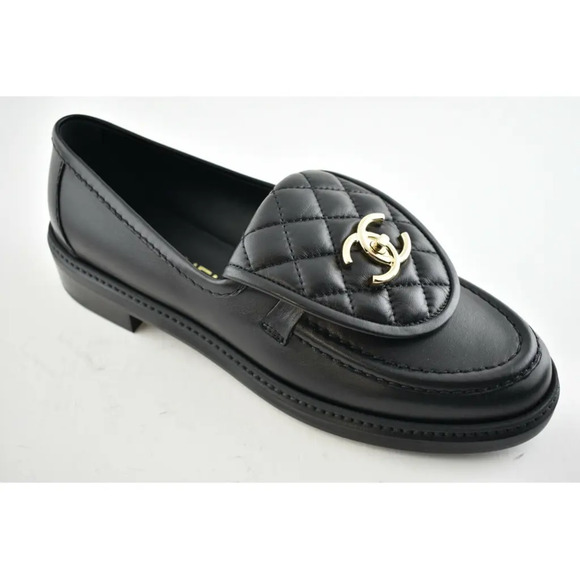 Chanel REV Black Quilted Flap Turnlock CC Logo Mule Slip On Flat Loafer 41 - Picture 3 of 12